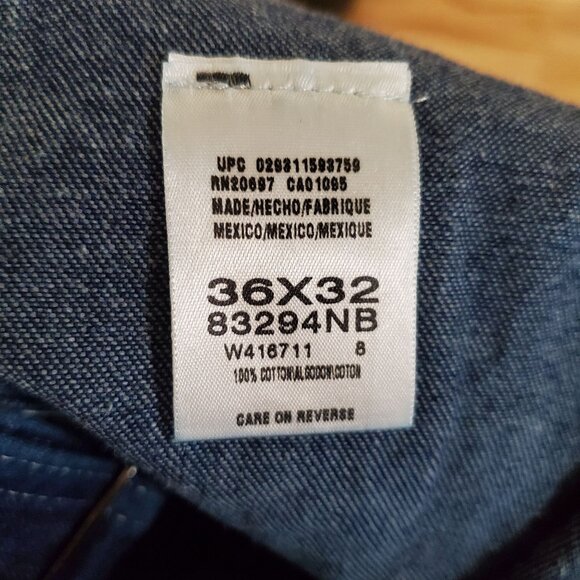 Dickies Overalls Mens 36x32 Blue Cotton Denim Adjustable Straps *Read* - Picture 3 of 12